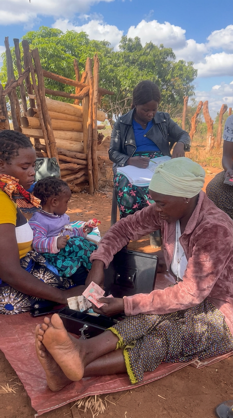 Women participating in a BLF village banking activity in rural Zambia